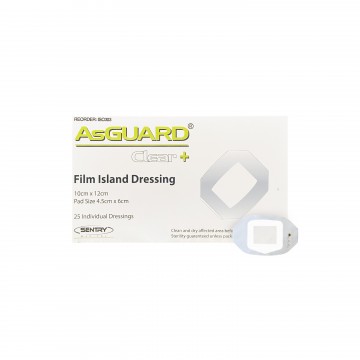AsGUARD Clear Film Island Sterile Dressing - 10x12cm