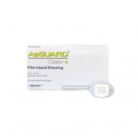 AsGUARD Clear Film Island Sterile Dressing - 6x7cm