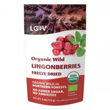LOOV Freeze-Dried Organic Whole Wild Lingonberries 113g