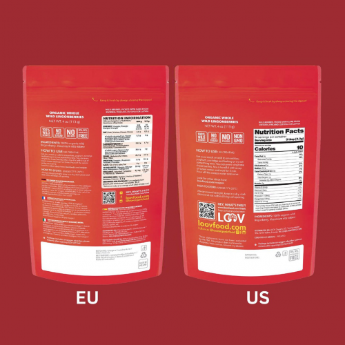 LOOV Freeze-Dried Organic Whole Wild Lingonberries 113g