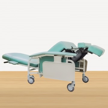 M187 Reclining Geriatric Chair (Steel, With Wheels, Footrest & Foldable Tables)