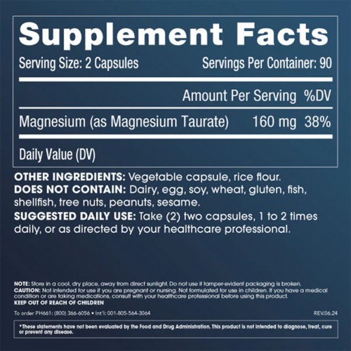 ProHealth Pure Magnesium Taurate - 160mg per serving, 180 capsules