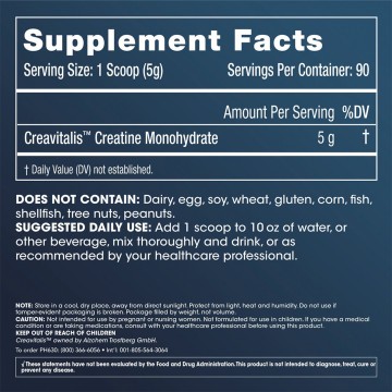 ProHealth Longevity Creatine - Creavitalis Creatine Monohydrate - 5 grams per serving, 450 grams