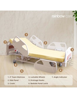 3 Crank Manual Luxury Hospital Bed