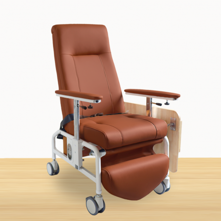 KW-WF-AA Reclining Geriatric Chair (Steel, With Wheels, Footrest & Adjustable Arm Rest)