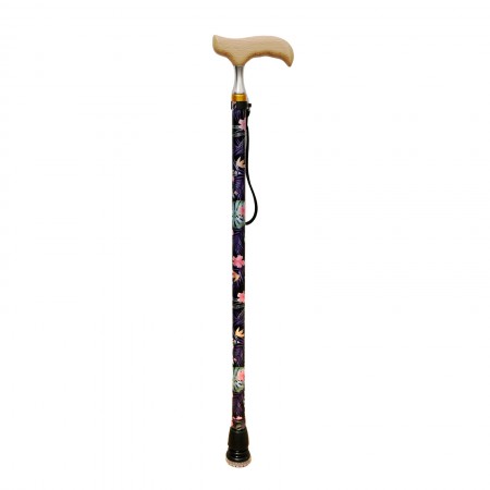 FT2605 Black Tropical Floral Walking Stick