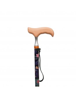 FT2605 Black Tropical Floral Walking Stick