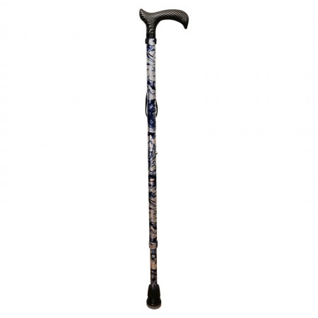 FT2607 Blue Marble Black Grip Walking Stick