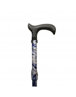 FT2607 Blue Marble Black Grip Walking Stick