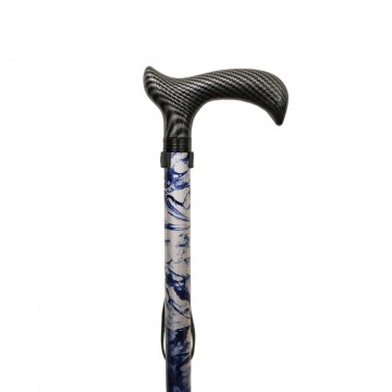 FT2607 Blue Marble Black Grip Walking Stick