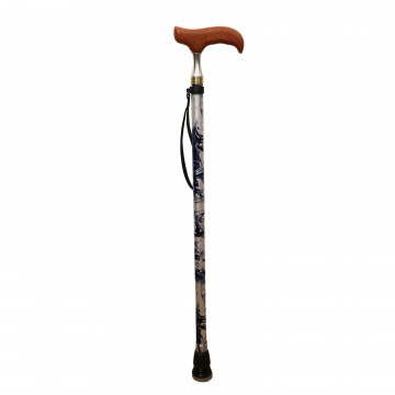 FT2609 Blue Marble Wood Grip Walking Stick