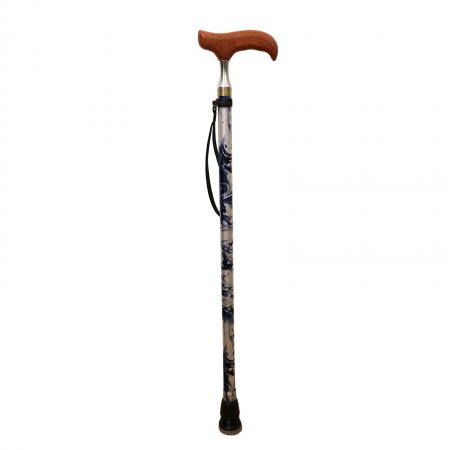 FT2609 Blue Marble Wood Grip Walking Stick