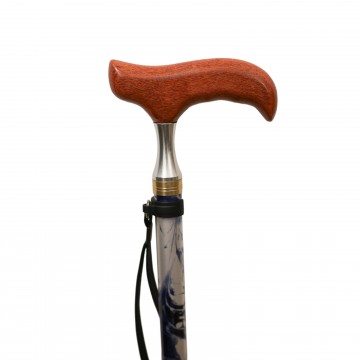 FT2609 Blue Marble Wood Grip Walking Stick