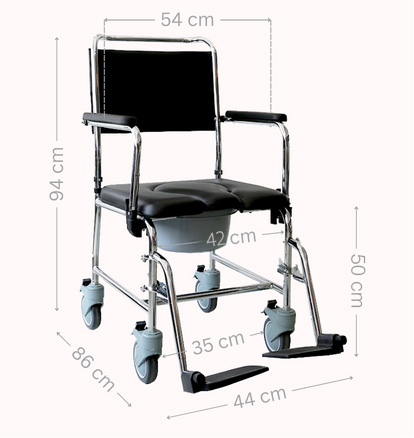 KJW-312 Detachable Chrome Commode - kjw 312 overall measurement 01a