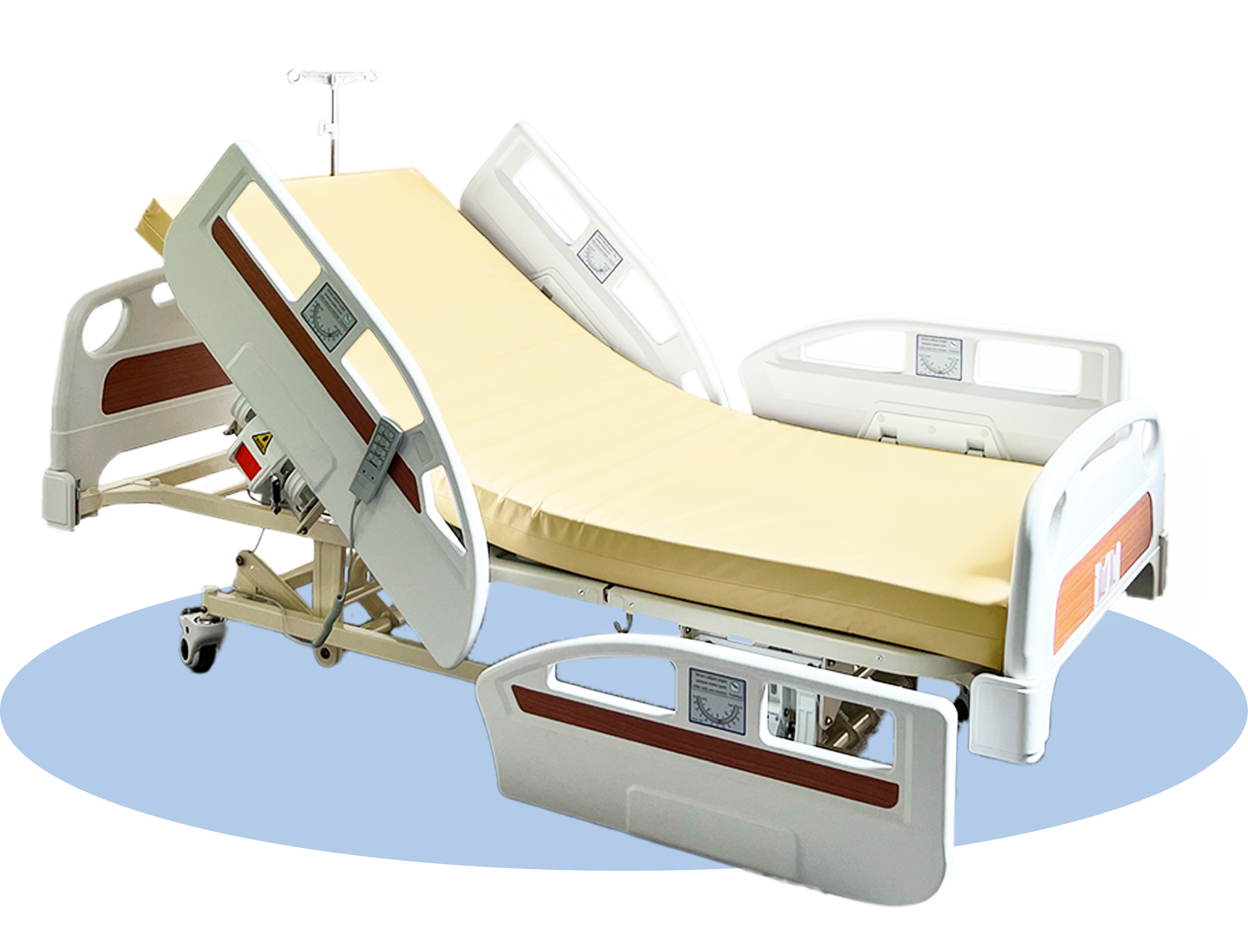 Main Image of Adjustable Electric Hospital Bed with Split Panel Railings Safety Feature