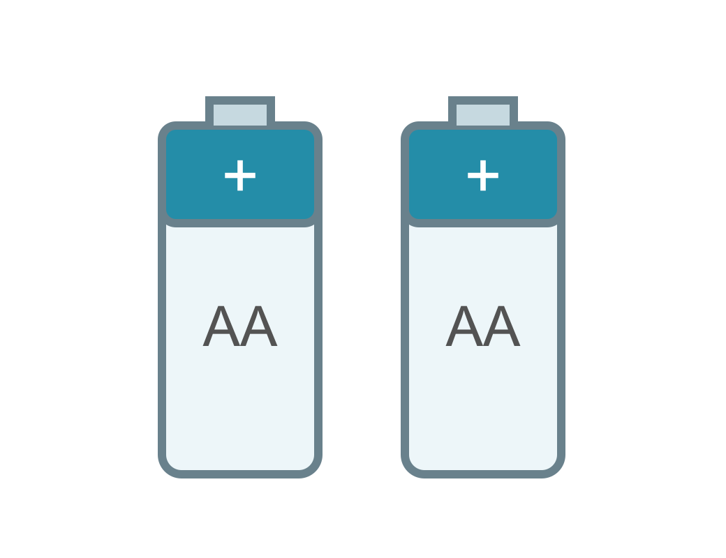 Two replaceable AA batteries