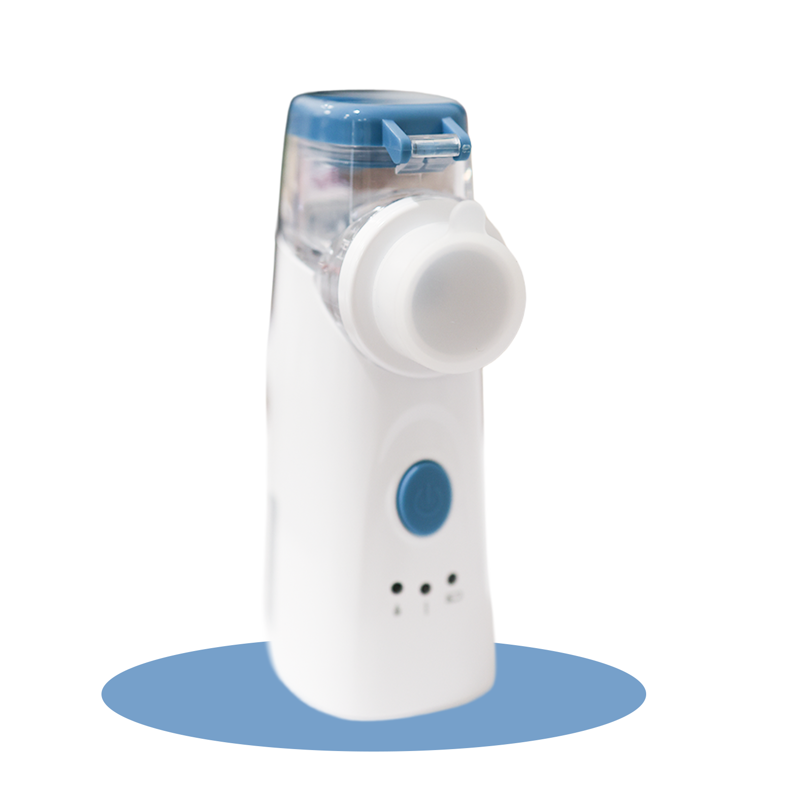 Alphamed NBM-7 white and blue nebuliser with transparent mask attached