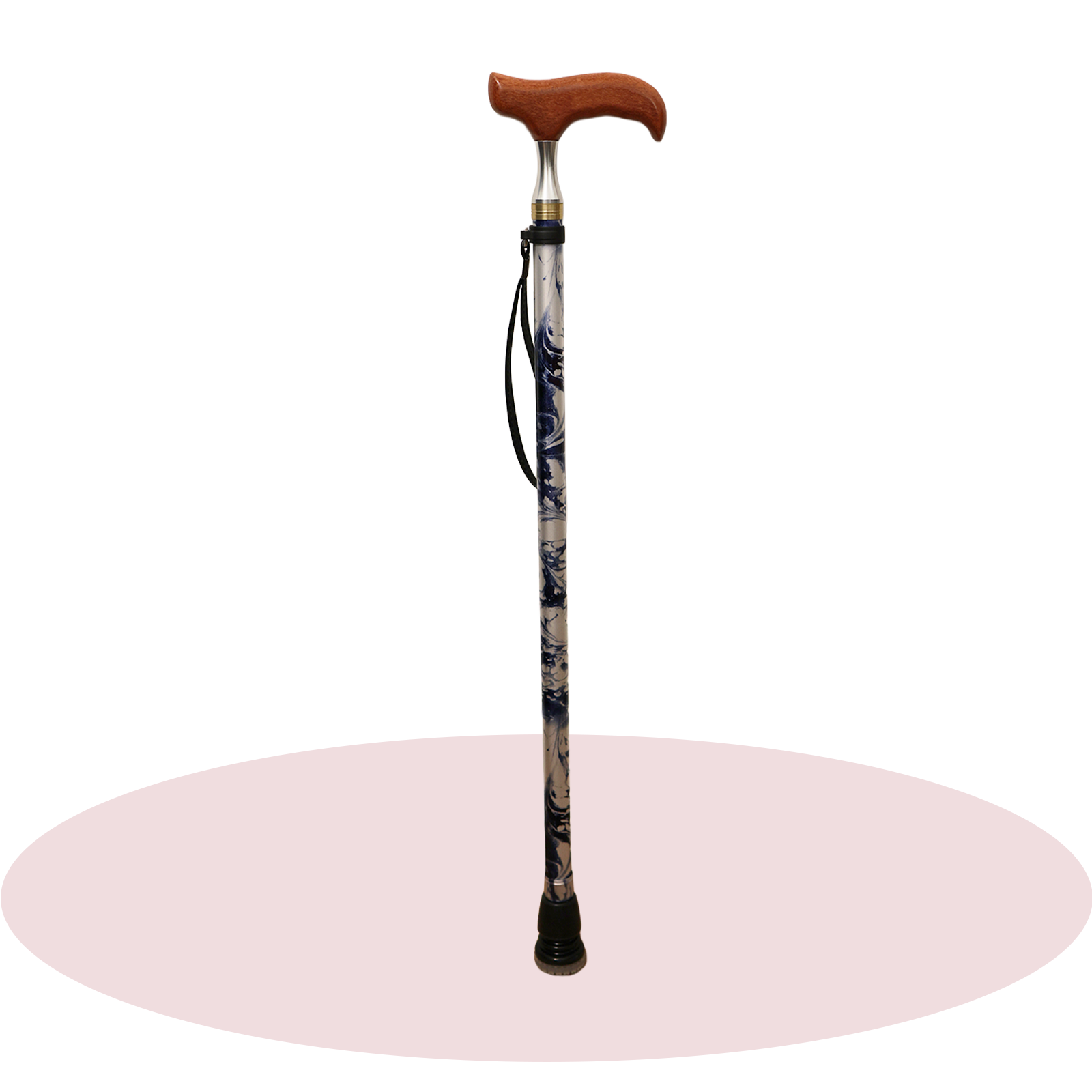 Blue Marble Wood Grip Walking Stick